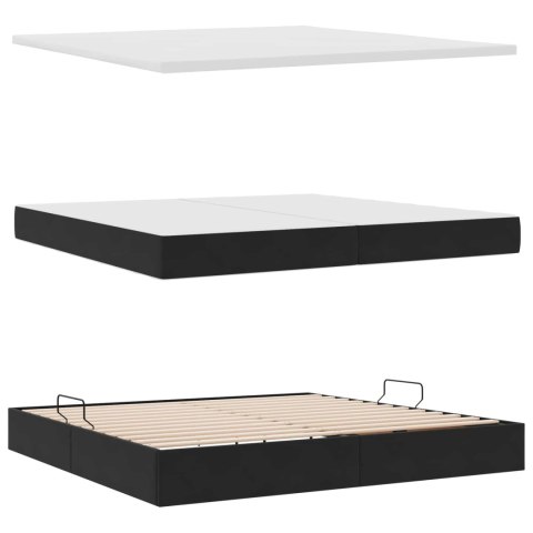 Łóżko z miejscem na przechowywanie i LED Czarny 200 x 200 cm