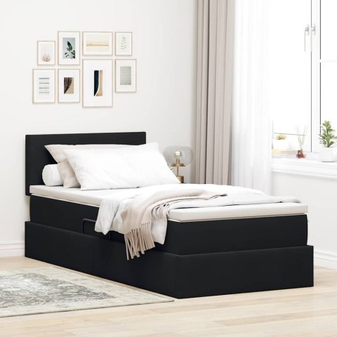 Łóżko z miejscem na przechowywanie i LED Czarny 90 x 200 cm