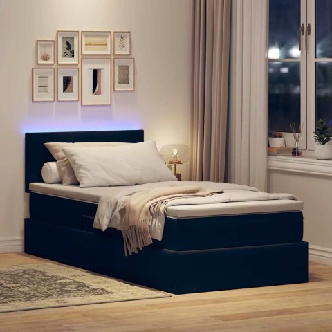 Łóżko z miejscem na przechowywanie i LED Czarny 90 x 200 cm