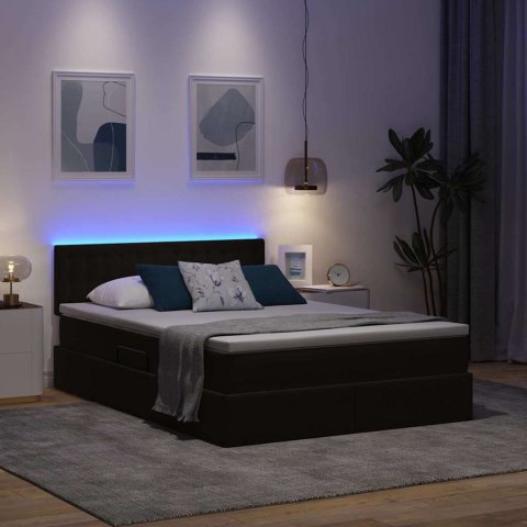 Łóżko z miejscem na przechowywanie i LED Czarny 140 x 190 cm