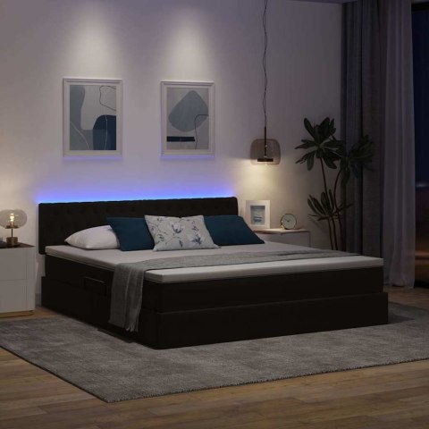 Łóżko z miejscem na przechowywanie i LED Czarny 160 x 200 cm