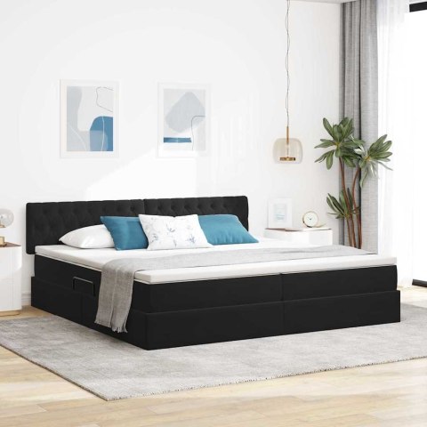 Łóżko z miejscem na przechowywanie i LED Czarny 200 x 200 cm