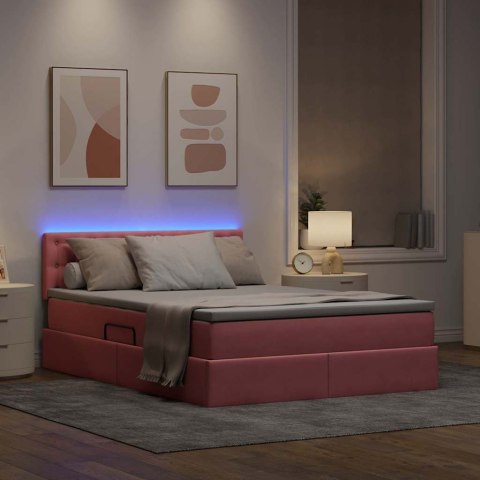 Łóżko z miejscem na przechowywanie i LED Różowy 140 x 190 cm