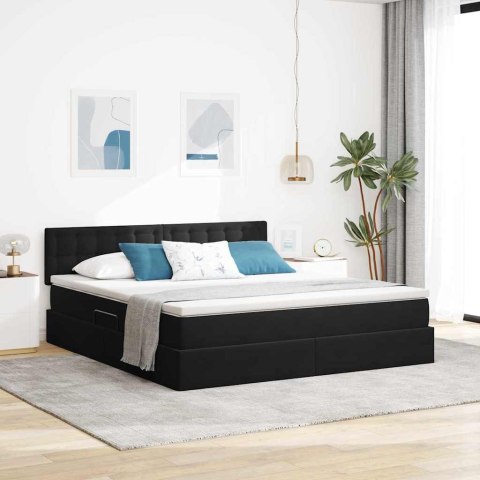 Łóżko z miejscem na przechowywanie i LED Czarny 180 x 200 cm