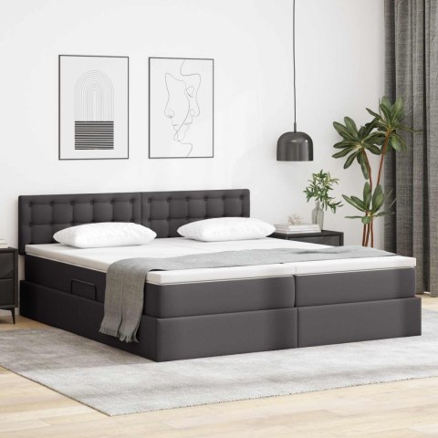 Łóżko z miejscem na przechowywanie i LED Szary 180 x 200 cm