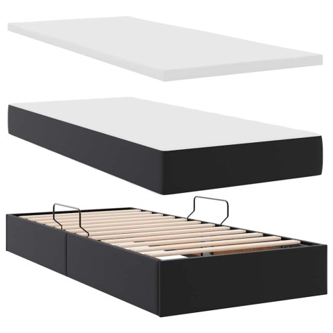 Łóżko z miejscem na przechowywanie i LED Czarny 100 x 200 cm