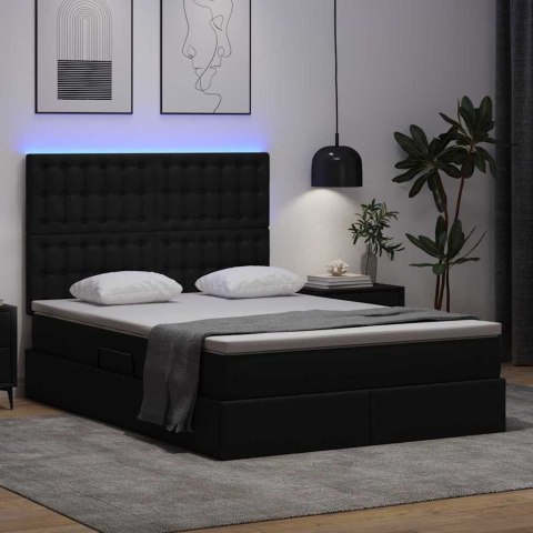 Łóżko z miejscem na przechowywanie i LED Czarny 140 x 200 cm