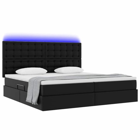 Łóżko z miejscem na przechowywanie i LED Czarny 200 x 200 cm