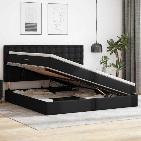 Łóżko z miejscem na przechowywanie i LED Czarny 200 x 200 cm