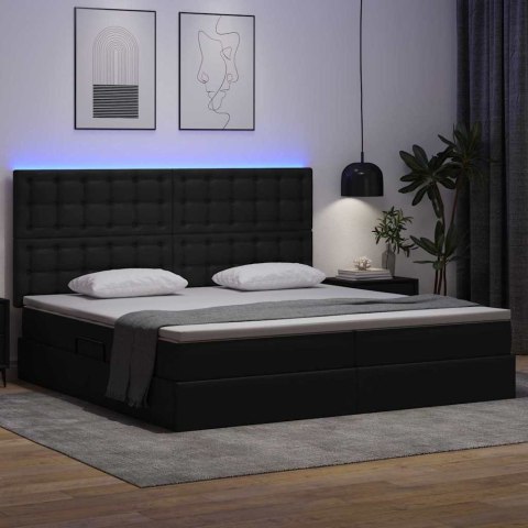 Łóżko z miejscem na przechowywanie i LED Czarny 200 x 200 cm