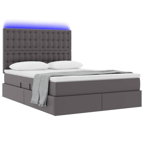 Łóżko z miejscem na przechowywanie i LED Szary 140 x 190 cm