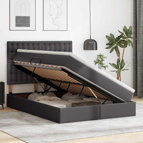 Łóżko z miejscem na przechowywanie i LED Szary 140 x 190 cm