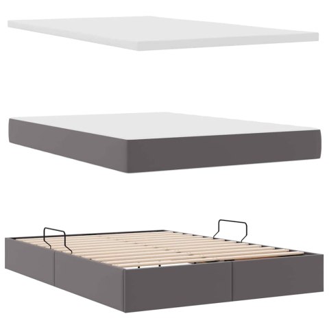 Łóżko z miejscem na przechowywanie i LED Szary 140 x 190 cm
