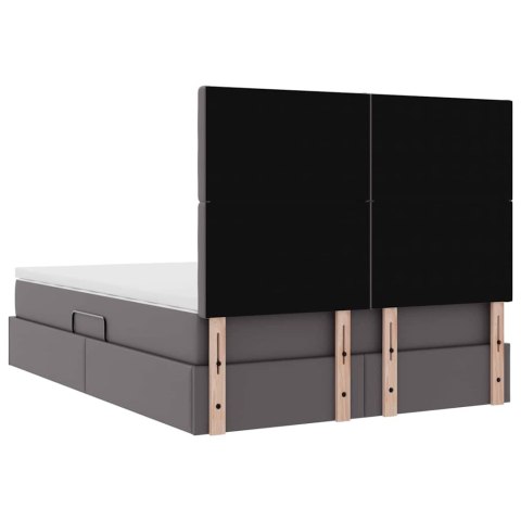 Łóżko z miejscem na przechowywanie i LED Szary 140 x 190 cm
