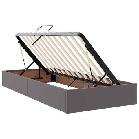 Łóżko z miejscem na przechowywanie i LED Szary 90 x 200 cm