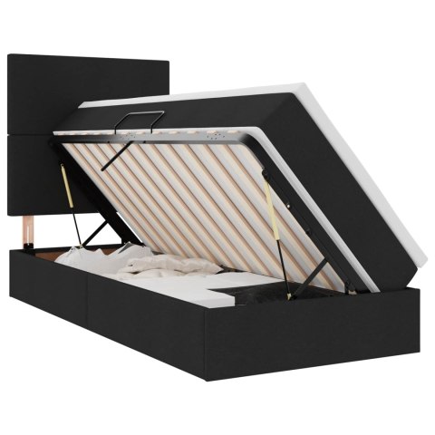 Łóżko z miejscem na przechowywanie i LED Czarny 90 x 190 cm