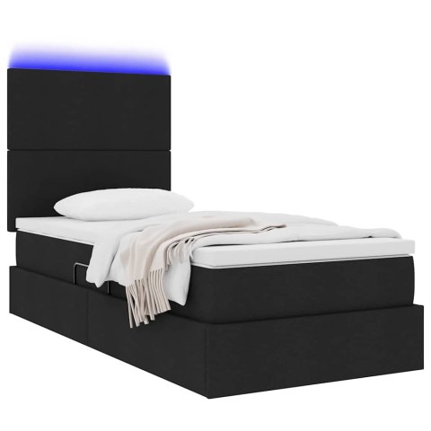 Łóżko z miejscem na przechowywanie i LED Czarny 90 x 190 cm