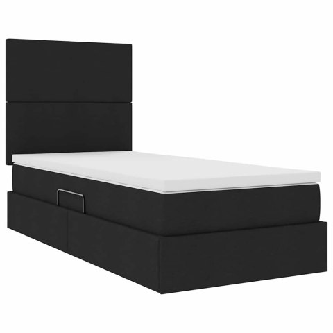 Łóżko z miejscem na przechowywanie i LED Czarny 90 x 190 cm