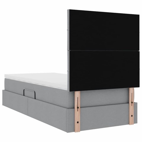 Łóżko z miejscem na przechowywanie i LED Jasnoszary 90 x 190 cm