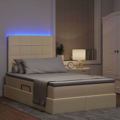 Łóżko z miejscem na przechowywanie i LED Kremowy 120 x 200 cm
