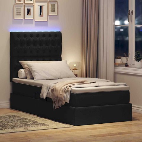Łóżko z miejscem na przechowywanie i LED Czarny 100 x 200 cm