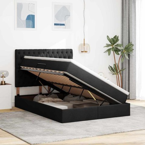 Łóżko z miejscem na przechowywanie i LED Czarny 140 x 190 cm