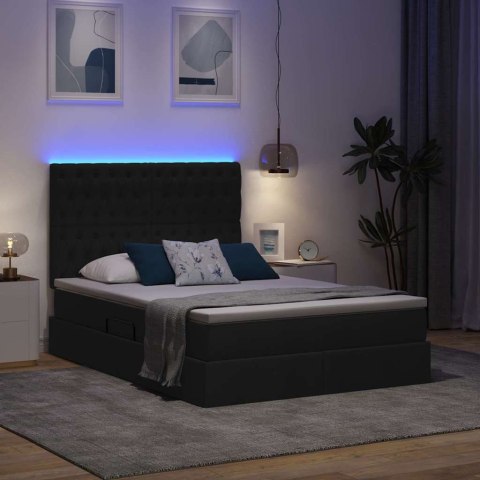 Łóżko z miejscem na przechowywanie i LED Czarny 140 x 190 cm