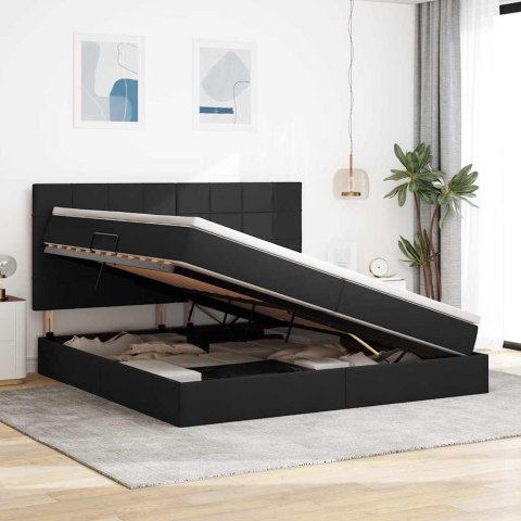 Łóżko z miejscem na przechowywanie i LED Czarny 200 x 200 cm