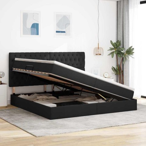 Łóżko z miejscem na przechowywanie i LED Czarny 200 x 200 cm