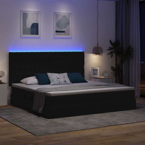 Łóżko z miejscem na przechowywanie i LED Czarny 200 x 200 cm