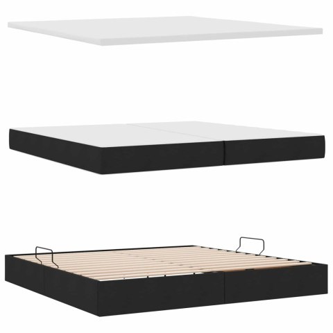 Łóżko z miejscem na przechowywanie i LED Czarny 200 x 200 cm