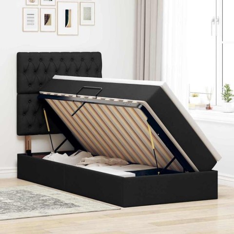 Łóżko z miejscem na przechowywanie i LED Czarny 90 x 190 cm
