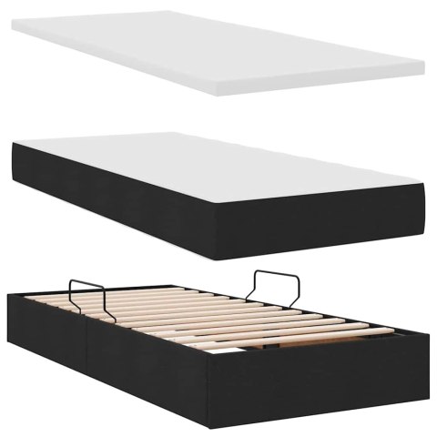 Łóżko z miejscem na przechowywanie i LED Czarny 90 x 190 cm
