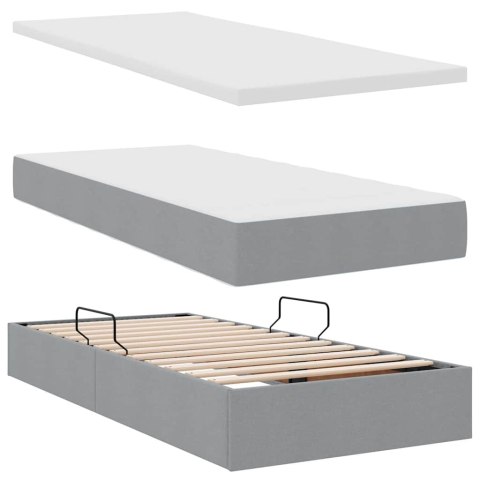 Łóżko z miejscem na przechowywanie i LED Jasnoszary 90 x 200 cm
