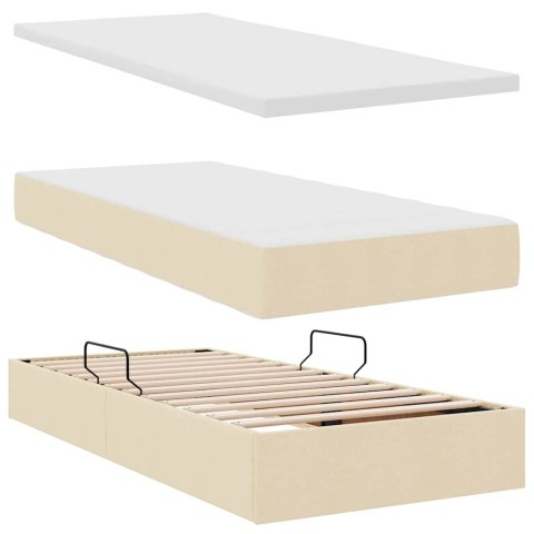 Łóżko z miejscem na przechowywanie i LED Kremowy 100 x 200 cm