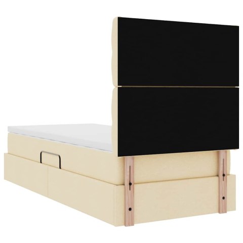 Łóżko z miejscem na przechowywanie i LED Kremowy 90 x 190 cm