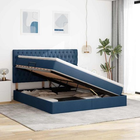 Łóżko z miejscem na przechowywanie i LED Niebieski 160 x 200 cm