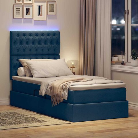 Łóżko z miejscem na przechowywanie i LED Niebieski 90 x 200 cm