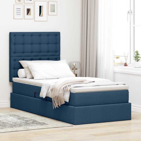 Łóżko z miejscem na przechowywanie i LED Niebieski 90 x 200 cm