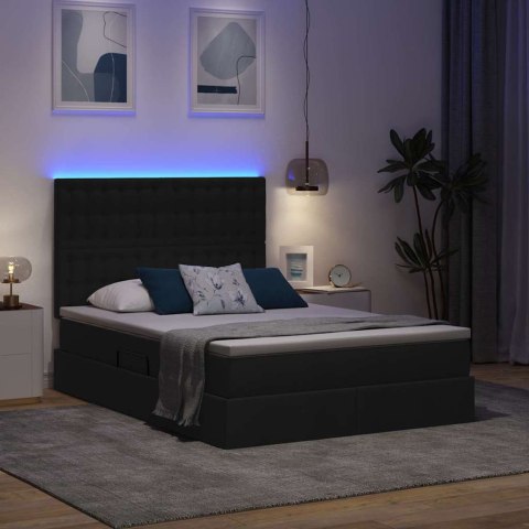 Łóżko z miejscem na przechowywanie i LED Czarny 140 x 190 cm