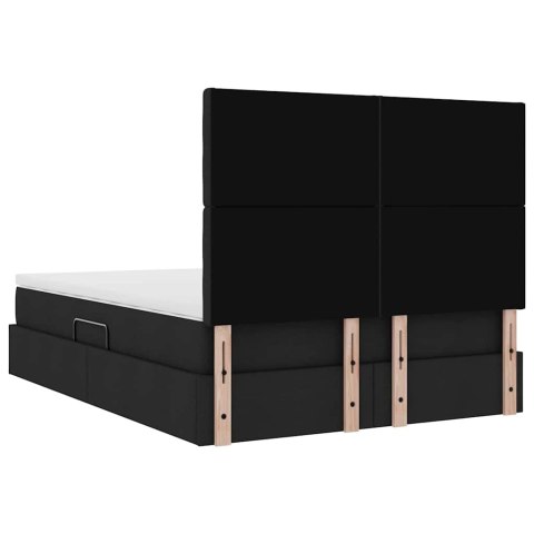 Łóżko z miejscem na przechowywanie i LED Czarny 140 x 190 cm