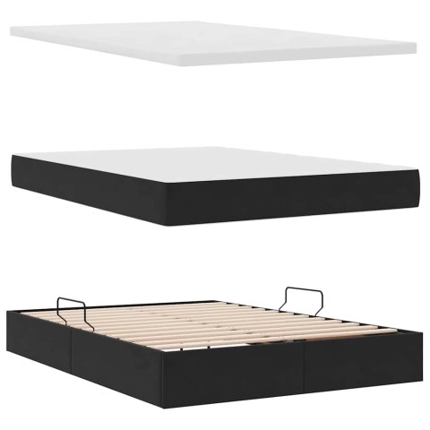 Łóżko z miejscem na przechowywanie i LED Czarny 140 x 190 cm
