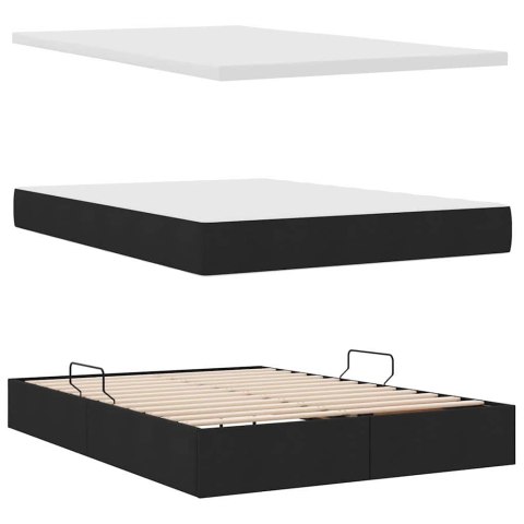 Łóżko z miejscem na przechowywanie i LED Czarny 140 x 200 cm
