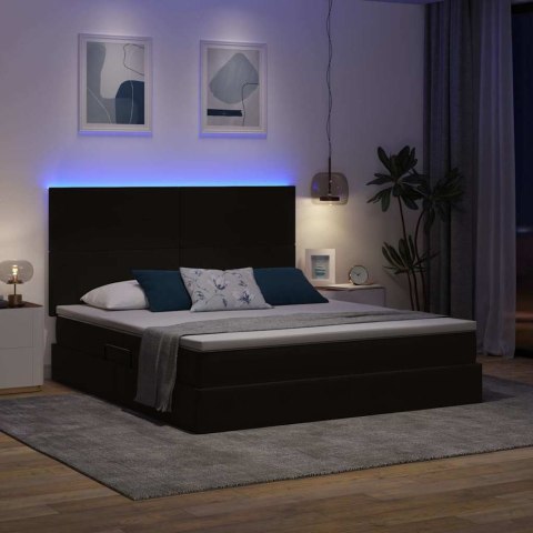 Łóżko z miejscem na przechowywanie i LED Czarny 160 x 200 cm