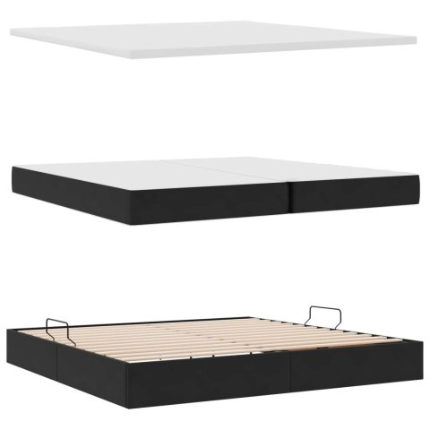 Łóżko z miejscem na przechowywanie i LED Czarny 200 x 200 cm