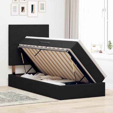 Łóżko z miejscem na przechowywanie i LED Czarny 90 x 190 cm