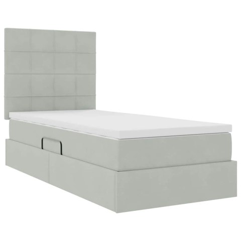 Łóżko z miejscem na przechowywanie i LED Jasnoszary 90 x 190 cm