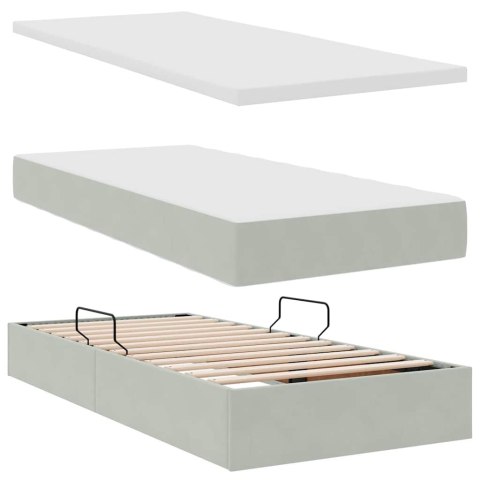 Łóżko z miejscem na przechowywanie i LED Jasnoszary 90 x 190 cm