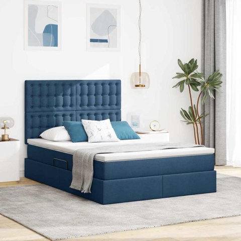Łóżko z miejscem na przechowywanie i LED Niebieski 140 x 190 cm