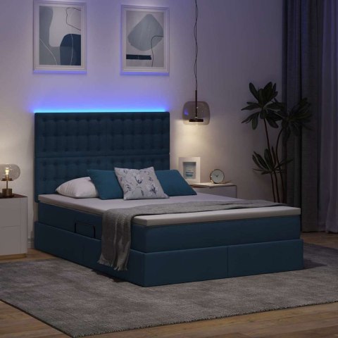 Łóżko z miejscem na przechowywanie i LED Niebieski 140 x 190 cm